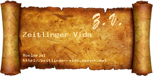 Zeitlinger Vida névjegykártya